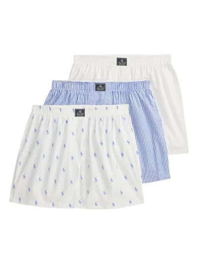 Polo Ralph Lauren Elastic Waistband Print Boxer (set Of Three) In White