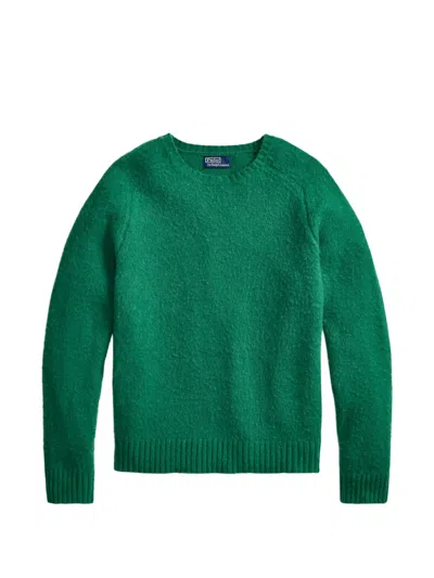 Polo Ralph Lauren Suede Elbow Patch Wool Blend Crewneck Sweater In Multi