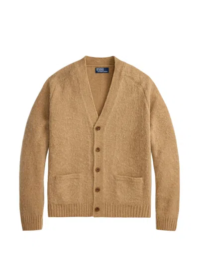Polo Ralph Lauren Elbow-patch V-neck Cardigan In Brown