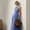 Polo Ralph Lauren Eldred End-on-end Sleeveless Day Dress In Light Blue