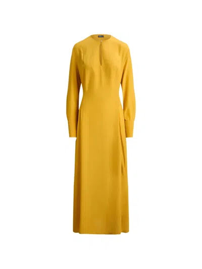 Polo Ralph Lauren Elouise Tie-waist Long-sleeve Dress In Yellow