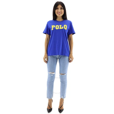 Polo Ralph Lauren Logo Jersey Crewneck Tee Woman T-shirt Bright Blue Size Xl Cotton