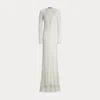 Polo Ralph Lauren Embellished Silk-cashmere Evening Dress In Lux Cream