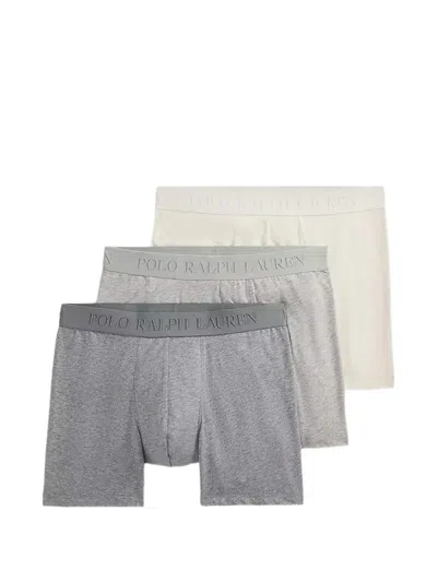 Polo Ralph Lauren Embossed-logo Boxers (set Of Three) In Gray