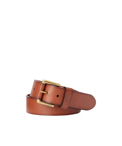 Polo Ralph Lauren Embossed-logo Leather Belt In Brown