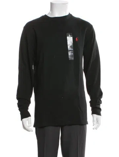 Pre-owned Polo Ralph Lauren Embroidered Accent Lounge Top W/ Tags In Black