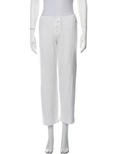 Pre-owned Polo Ralph Lauren Embroidered Accent Pajamas In White
