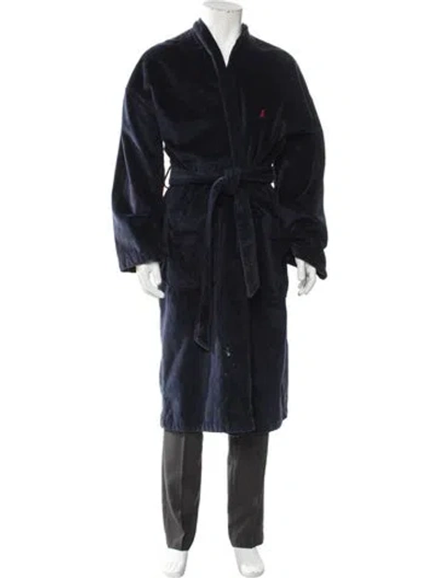 Pre-owned Polo Ralph Lauren Embroidered Accent Robe In Blue