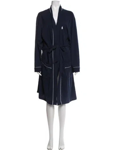Pre-owned Polo Ralph Lauren Embroidered Accent Robe In Blue