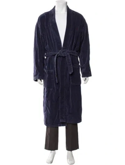 Pre-owned Polo Ralph Lauren Embroidered Accent Robe In Blue