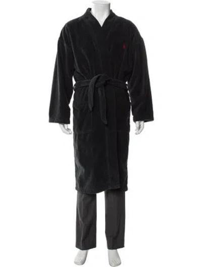 Pre-owned Polo Ralph Lauren Embroidered Accent Robe In Gray