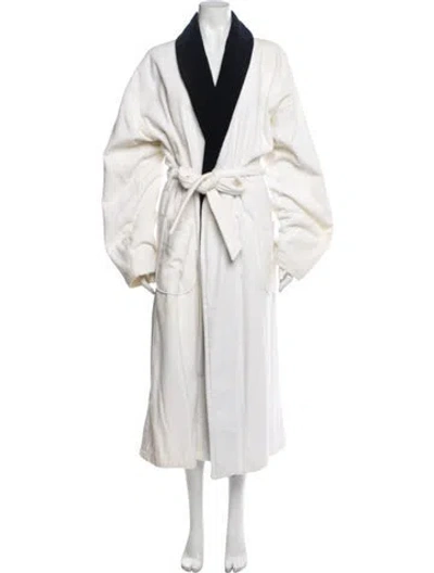 Pre-owned Polo Ralph Lauren Embroidered Accent Robe In White