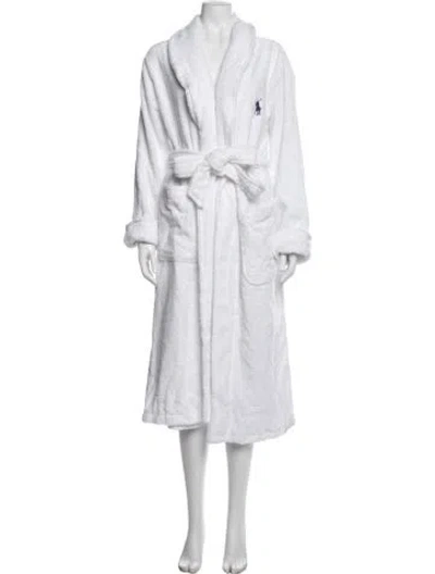 Pre-owned Polo Ralph Lauren Embroidered Accent Robe In White