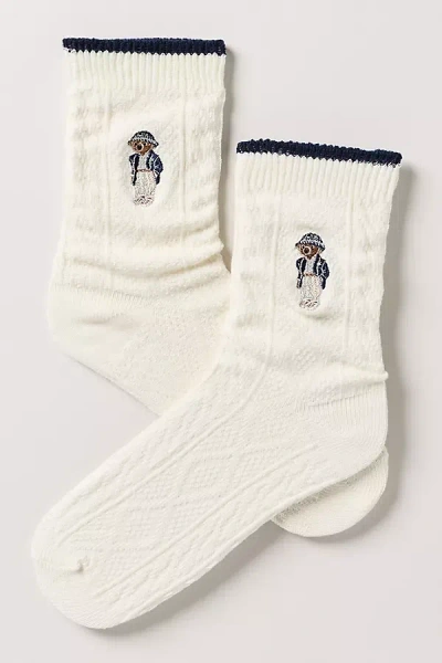 Polo Ralph Lauren Embroidered Bear Icon Crew Socks In White