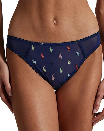 Polo Ralph Lauren Embroidered Bikini In Blue