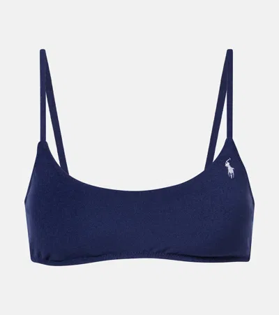 Polo Ralph Lauren Embroidered Bikini Top In Blue