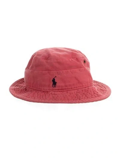 Pre-owned Polo Ralph Lauren Embroidered Bucket Hat In Red