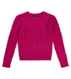 Polo Ralph Lauren Kids' Embroidered Cable-knit Cotton Sweater In Belmont Pink