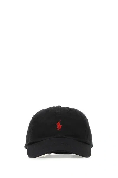 Polo Ralph Lauren Embroidered Canvas Baseball Cap In Black