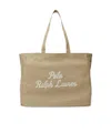 Polo Ralph Lauren Embroidered Canvas Tote Bag In Nude