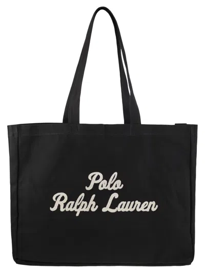 POLO RALPH LAUREN EMBROIDERED CANVAS TOTE