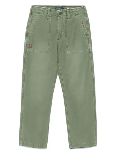 Polo Ralph Lauren Kids' Embroidered Carpenter Trousers In Green