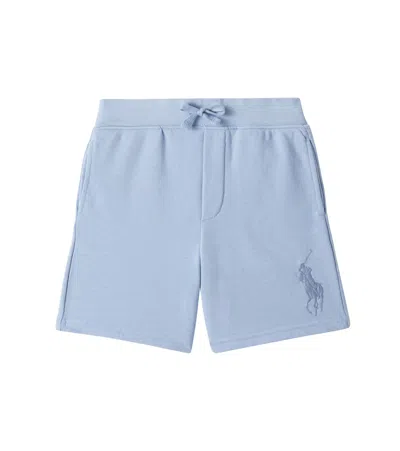 Polo Ralph Lauren Kids' Embroidered Cotton-blend Bermuda Shorts In Blue