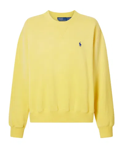 Polo Ralph Lauren Embroidered Cotton-blend Fleece Sweatsihrt In Yellow