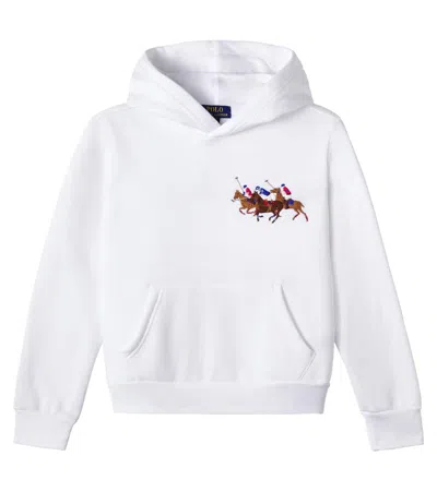 Polo Ralph Lauren Kids' Embroidered Cotton-blend Jersey Hoodie In White