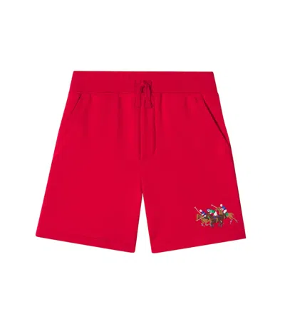 Polo Ralph Lauren Kids' Embroidered Cotton-blend Jersey Shorts In Red