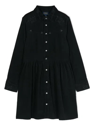 Polo Ralph Lauren Kids' Corduroy Cotton Dress In Black