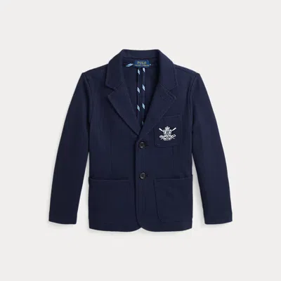 Polo Ralph Lauren Kids' Embroidered Cotton Jacquard Blazer In Navy Herringbone