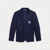 Polo Ralph Lauren Embroidered Cotton Jacquard Blazer In Navy Herringbone