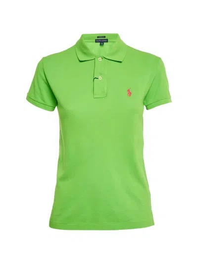 Pre-owned Polo Ralph Lauren Embroidered Cotton Polo Top In Green