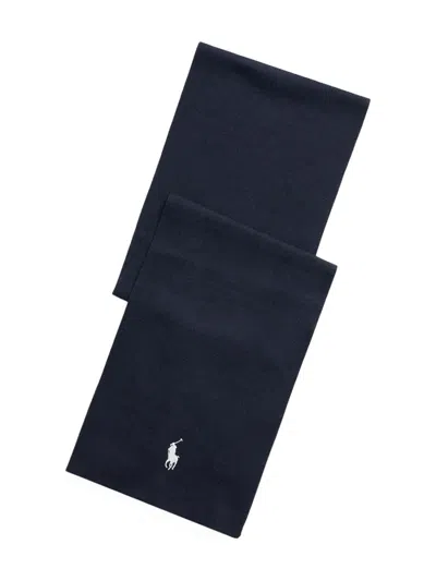 Polo Ralph Lauren Embroidered Cotton Scarf In Blue