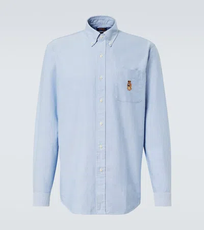 Polo Ralph Lauren Embroidered Cotton Shirt In Blue