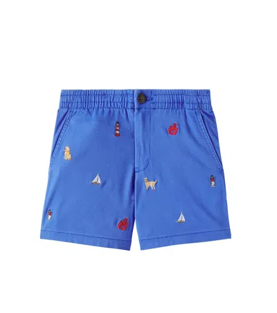 Polo Ralph Lauren Kids' Bestickte Shorts Aus Baumwolle In Blau