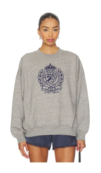 Polo Ralph Lauren Embroidered Crest Fleece Crewneck In Gray