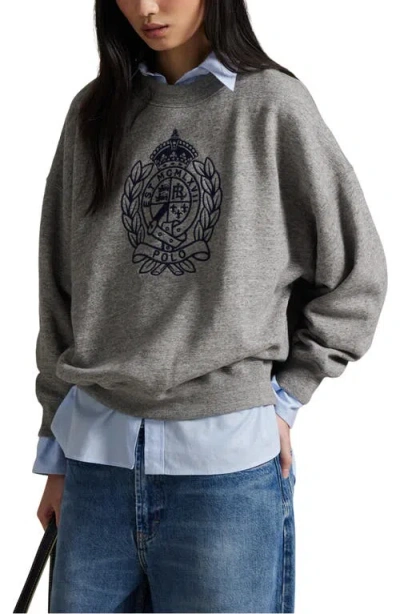 Polo Ralph Lauren Embroidered Crest Sweatshirt In Gray