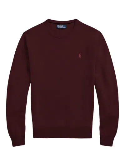 Polo Ralph Lauren Embroidered Crew-neck Sweater In Red