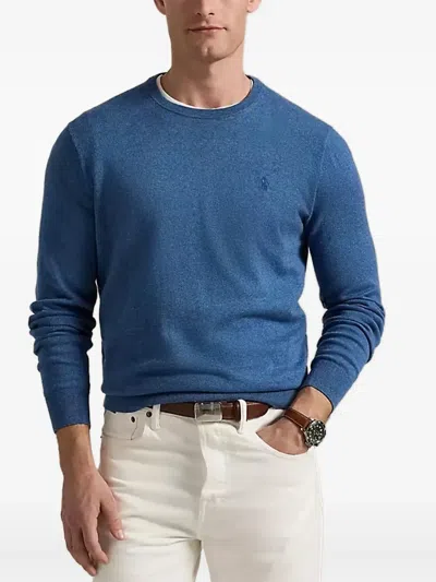 Polo Ralph Lauren Embroidered Crew-neck Sweater In Blue