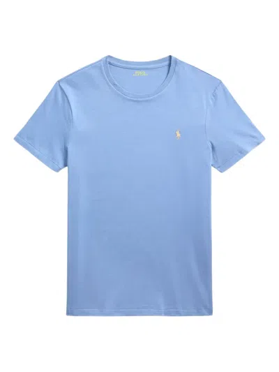 Polo Ralph Lauren Embroidered Crew-neck T-shirt In Blue