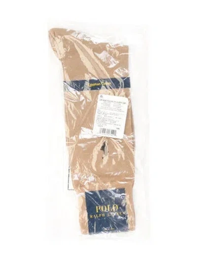 Pre-owned Polo Ralph Lauren Embroidered Crew Socks In Brown