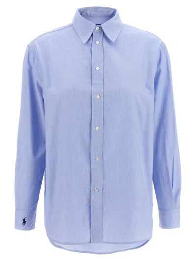 Polo Ralph Lauren Embroidered Cuffs Shirt Shirt And Blouse Light Blue