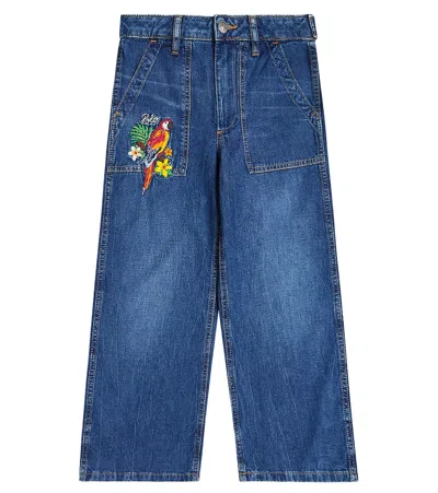 Polo Ralph Lauren Kids' Little Girl's & Girl's Embroidered Wide-leg Jeans In Tulito Wash