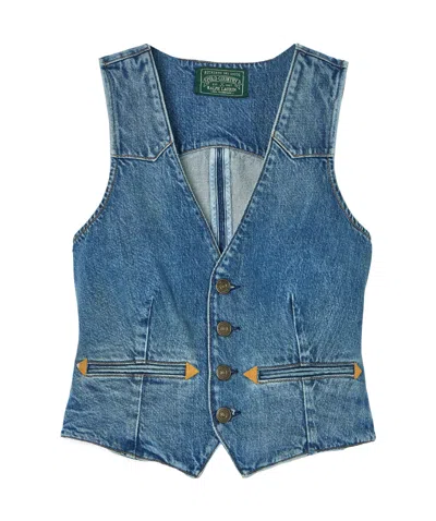 Polo Ralph Lauren Embroidered Denim Vest In Blue