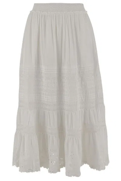 Polo Ralph Lauren Embroidered Detailed Pleated Skirt In White