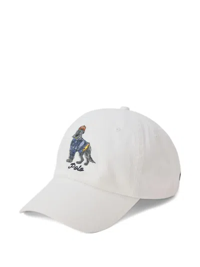 Polo Ralph Lauren Embroidered Dog-motif Baseball Cap In White