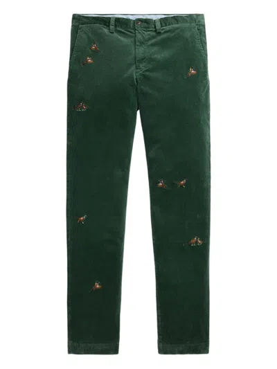 Polo Ralph Lauren Embroidered-ducks Trousers In Green