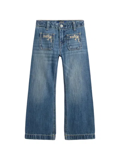 Polo Ralph Lauren Kids' Embroidered Flared Jeans In Blue